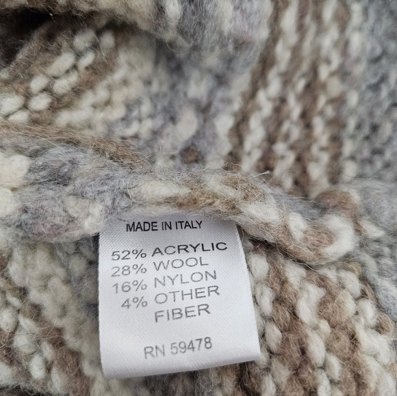 Elsamanda Neutral‎ Chunky Knit Striped Boho Sweater Size Medium Women's K49 - Picture 7 of 9